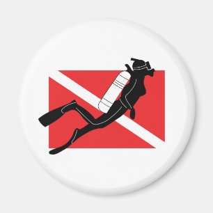 SCUBA Diver Down Flag With Female Diver Magnet