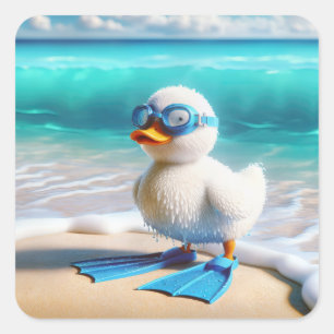 Scuba Diver Duckling Square Sticker