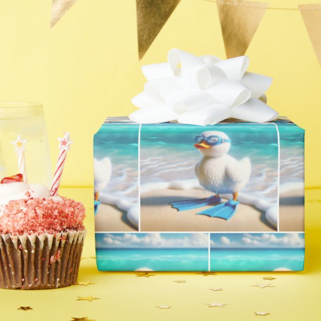 Scuba Diver Duckling Wrapping Paper (Birthday Party)