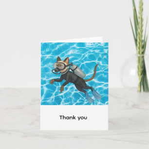 Scuba Diver for Siamese cat lover Thank You Card
