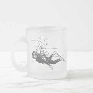 Scuba Diver Frosted Glass Coffee Mug