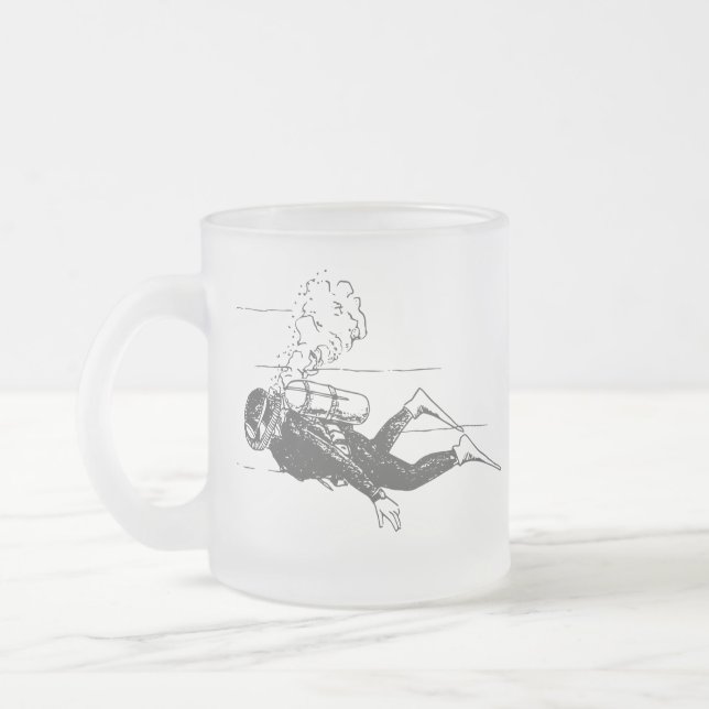 Scuba Diver Frosted Glass Coffee Mug (Left)