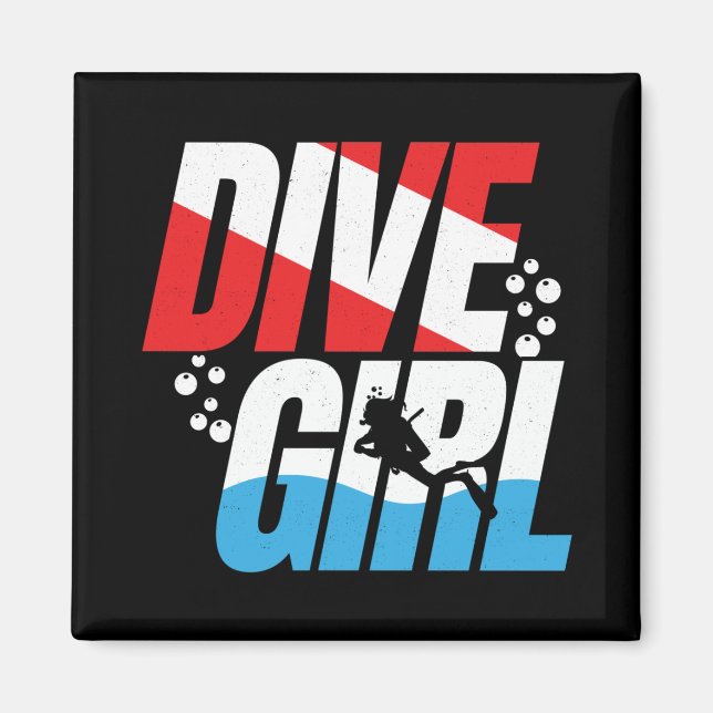 Scuba Diver Gift for Women, Dive Girl Scuba Diving Magnet (Front)