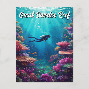 Scuba Diver Great Barrier Reef Postcard