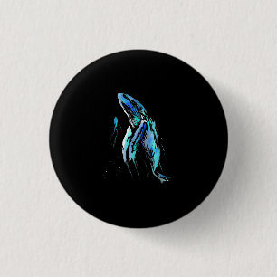 Scuba Diver Humpback Whale Swimming Diving Gift 3 Cm Round Badge