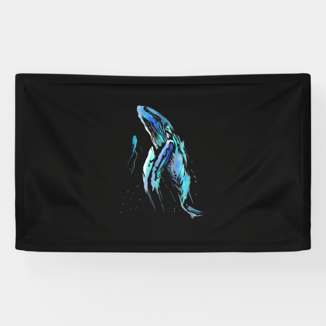 Scuba Diver Humpback Whale Swimming Diving Gift Banner (Horizontal)