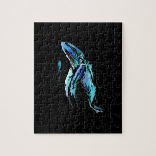 Scuba Diver Humpback Whale Swimming Diving Gift Jigsaw Puzzle