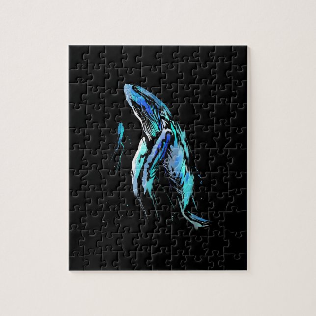 Scuba Diver Humpback Whale Swimming Diving Gift Jigsaw Puzzle (Vertical)