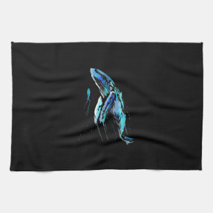 Scuba Diver Humpback Whale Swimming Diving Gift Tea Towel