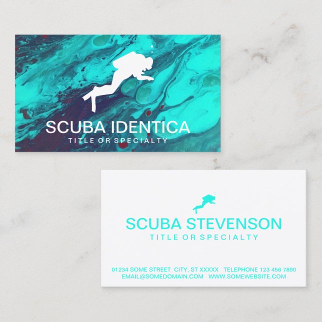 scuba diver icon business card (Front/Back)