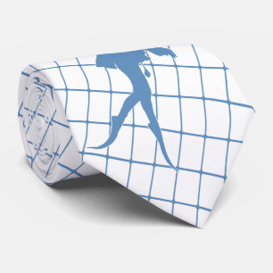 Scuba Diver on Blue Check Necktie