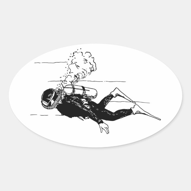 Scuba Diver Oval Sticker (Front)