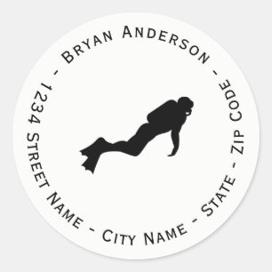Scuba Diver Return Address Label