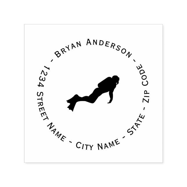 Scuba Diver Return Address Self-inking Stamp (Design)