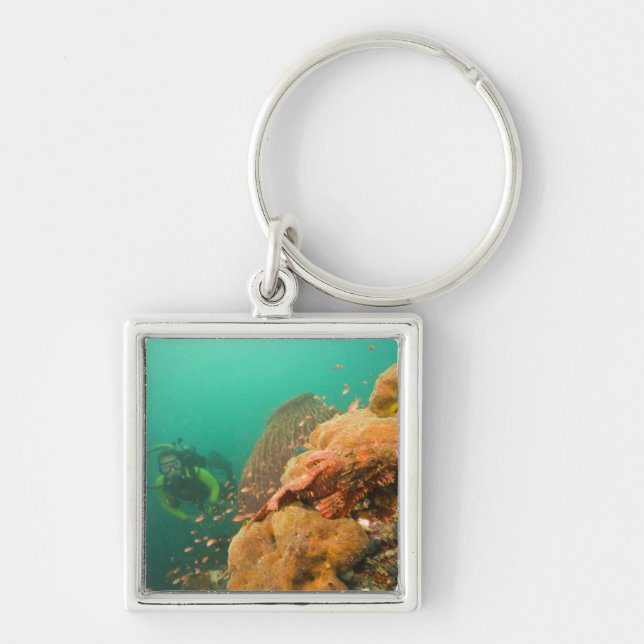 scuba diver & Scorpionfish Scorpanopsis Key Ring (Front)