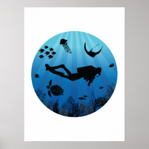 Scuba Diver Sealife Underwater Poster