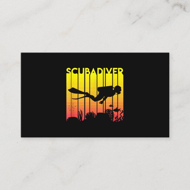 Scuba Diver Silhouette  Diving Swimming Sea Diver Business Card (Front)