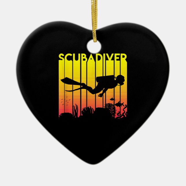 Scuba Diver Silhouette  Diving Swimming Sea Diver Ceramic Tree Decoration (Front)