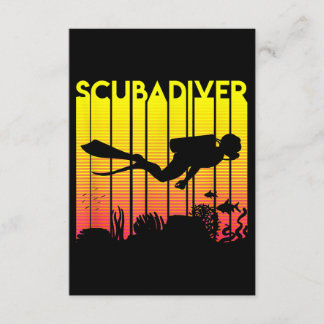 Scuba Diver Silhouette Diving Swimming Sea Diver Enclosure Card