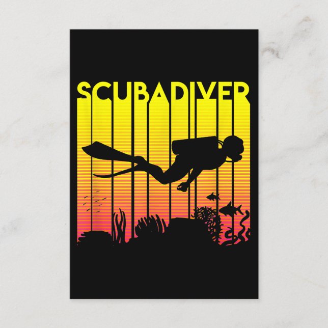 Scuba Diver Silhouette  Diving Swimming Sea Diver Enclosure Card (Front)