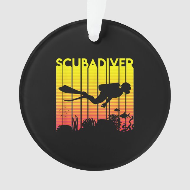 Scuba Diver Silhouette  Diving Swimming Sea Diver Ornament (Front)