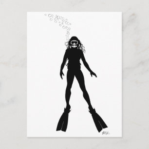 Scuba Diver Silhouette (Woman) Postcard