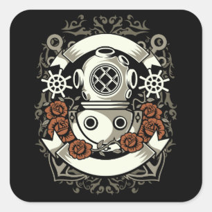 Scuba Diver Square Sticker