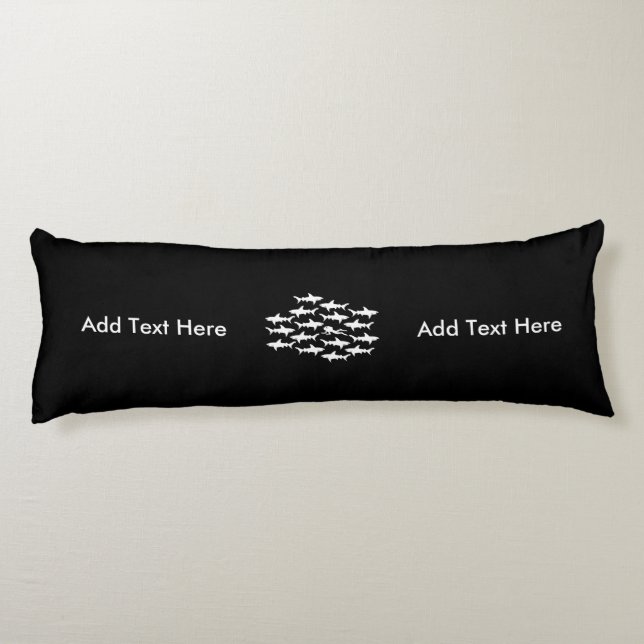 Scuba Diver Swimming with a School of Sharks Body Cushion (Back)