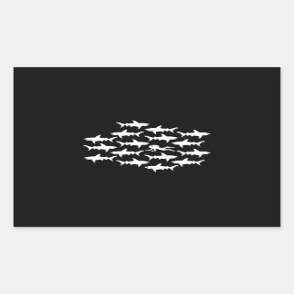 Scuba Diver Swimming with a School of Sharks Rectangular Sticker