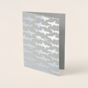 Scuba Diver Swims with Sharks Birthday or New Job Foil Card