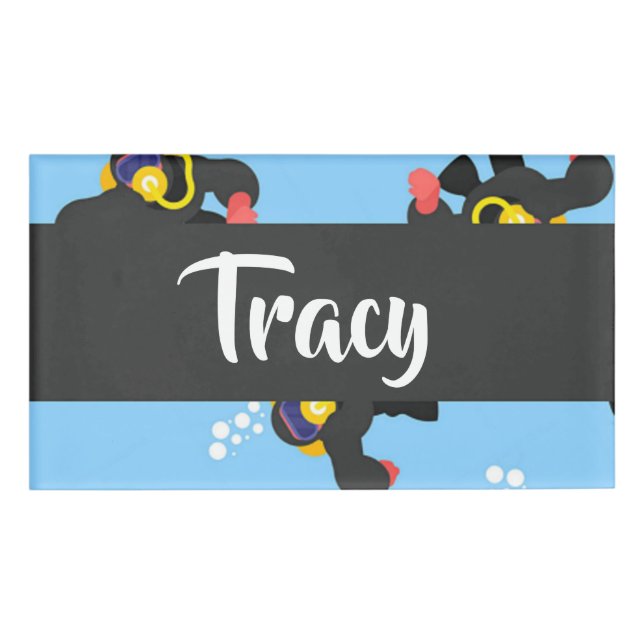 Scuba diver under water pattern name tag (Front)