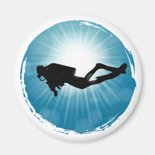 Scuba Diver Underwater Light Rays Magnet
