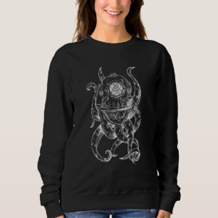 SCUBA Diver Weird Retro Octopus with Diving Helmet Sweatshirt