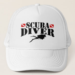 Scuba Diver with Flags Trucker Hat