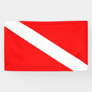 scuba divers flag red diagonal dive symbol banner