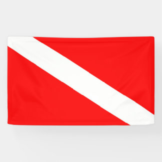scuba divers flag red diagonal dive symbol banner