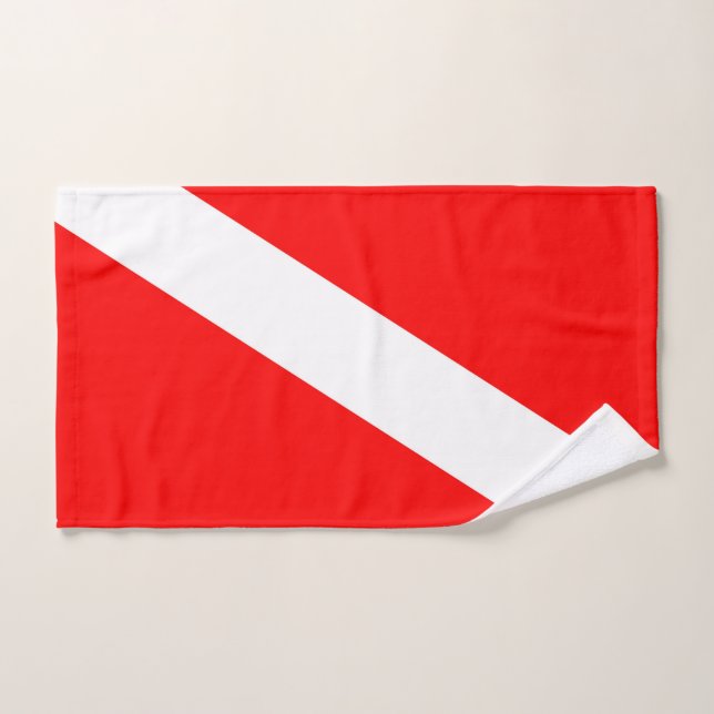 scuba divers flag red diagonal dive symbol hand towel (Hand Towel)