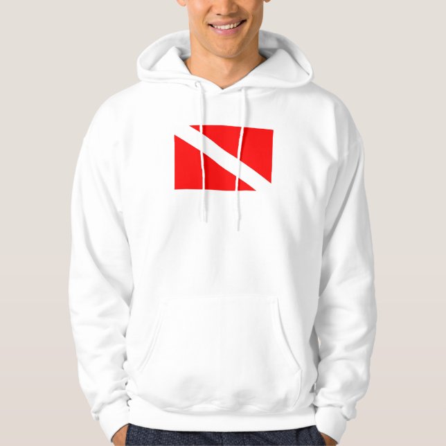 scuba divers flag red diagonal dive symbol hoodie (Front)
