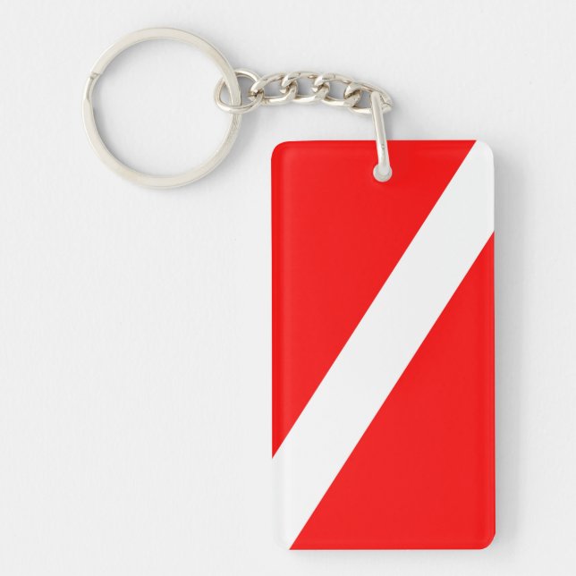 scuba divers flag red diagonal dive symbol key ring (Front)