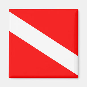 scuba divers flag red diagonal dive symbol magnet