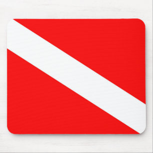 scuba divers flag red diagonal dive symbol mouse mat