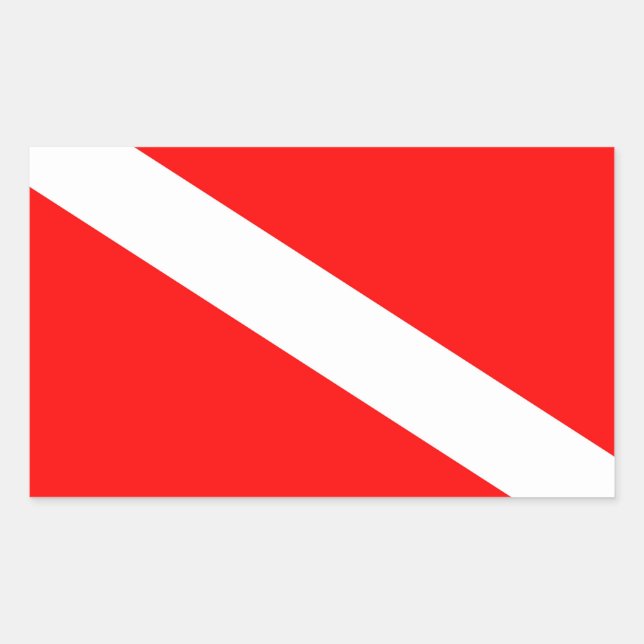 scuba divers flag red diagonal dive symbol rectangular sticker (Front)