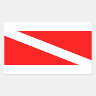scuba divers flag red diagonal dive symbol rectangular sticker