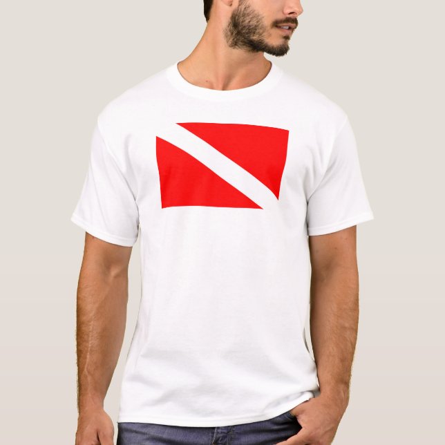scuba divers flag red diagonal dive symbol T-Shirt (Front)