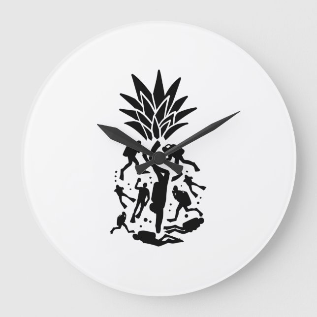 Scuba Divers Pineapple Large Clock (Front)