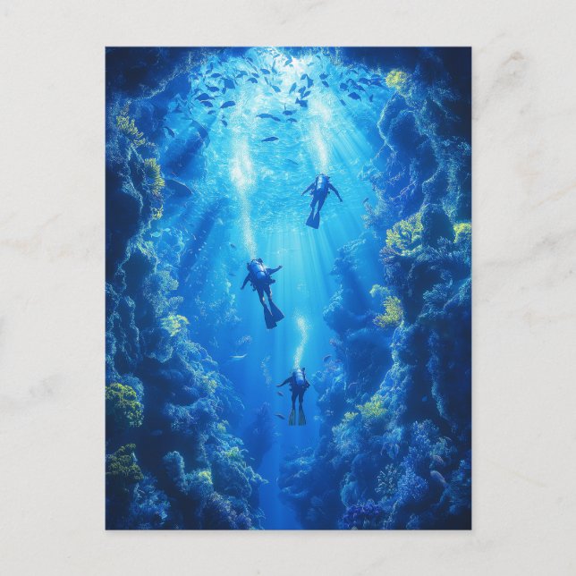 Scuba Divers, Underwater Scene Postcard (Front)