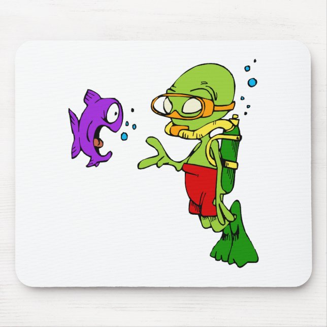 Scuba Diving Alien Mouse Mat (Front)