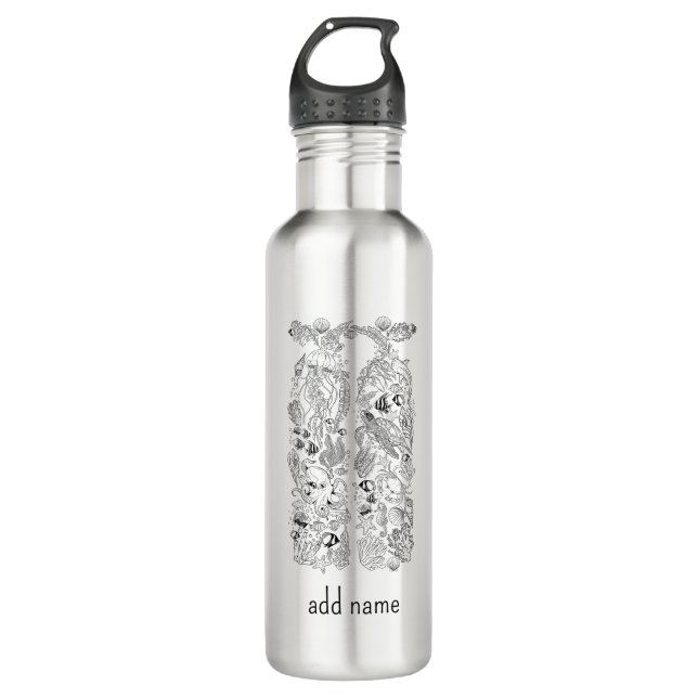 Scuba diving bottles marine life design in black (Front)