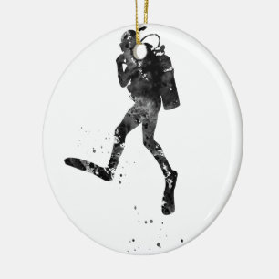 Scuba diving ceramic tree decoration