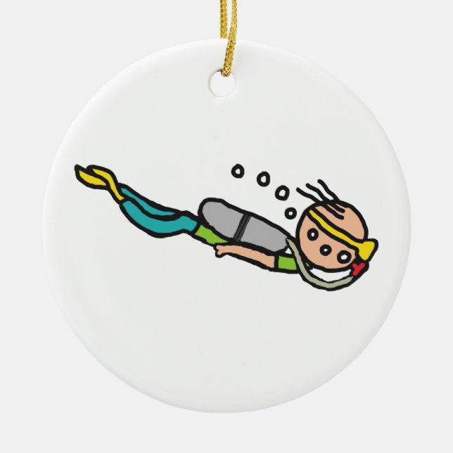 Scuba Diving Ceramic Tree Decoration (Front)